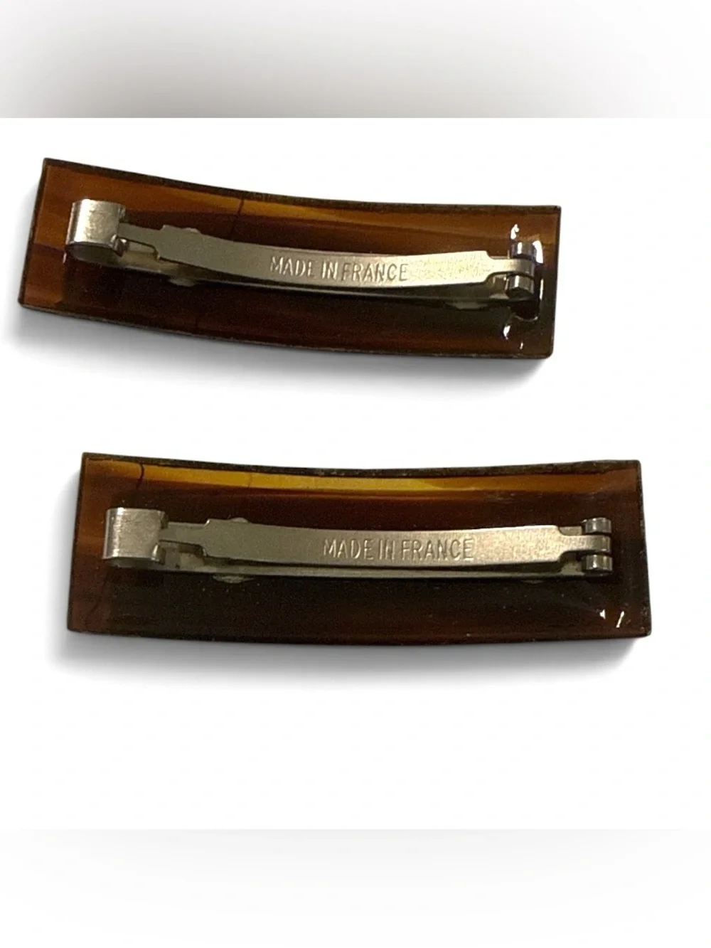 1970’s French Barrettes in Tortoiseshell, Rectangular Shape, 1.75” ,Deadstock